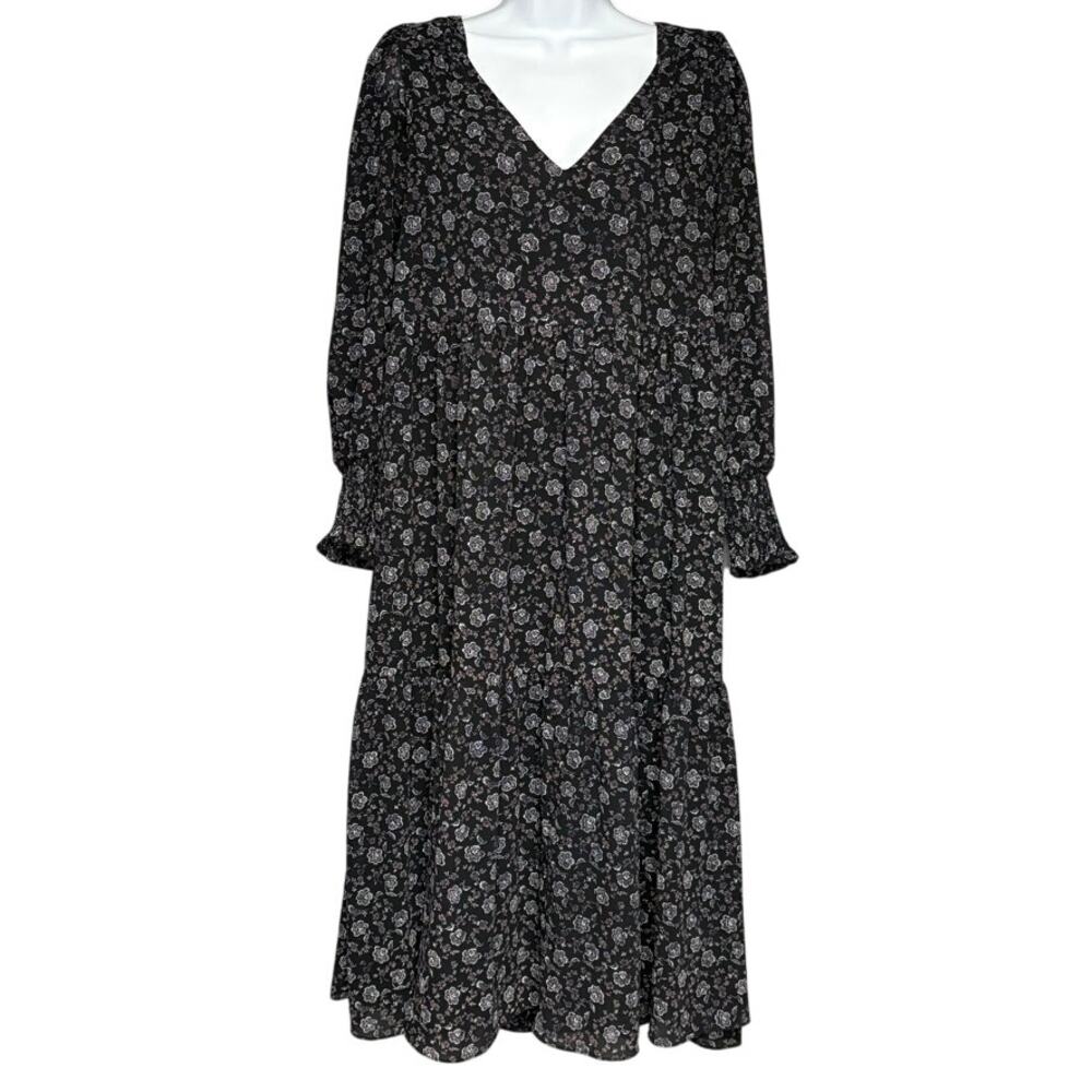 Madewell Georgette Enchanted Floral Tier Oversized Boho Peasant Maxi‎ Dress Sz M